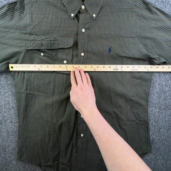 Ralph Lauren Button Up Shirt Adult Cotton Long Sleeve Medium Green Check Classic - Picture 4 of 11
